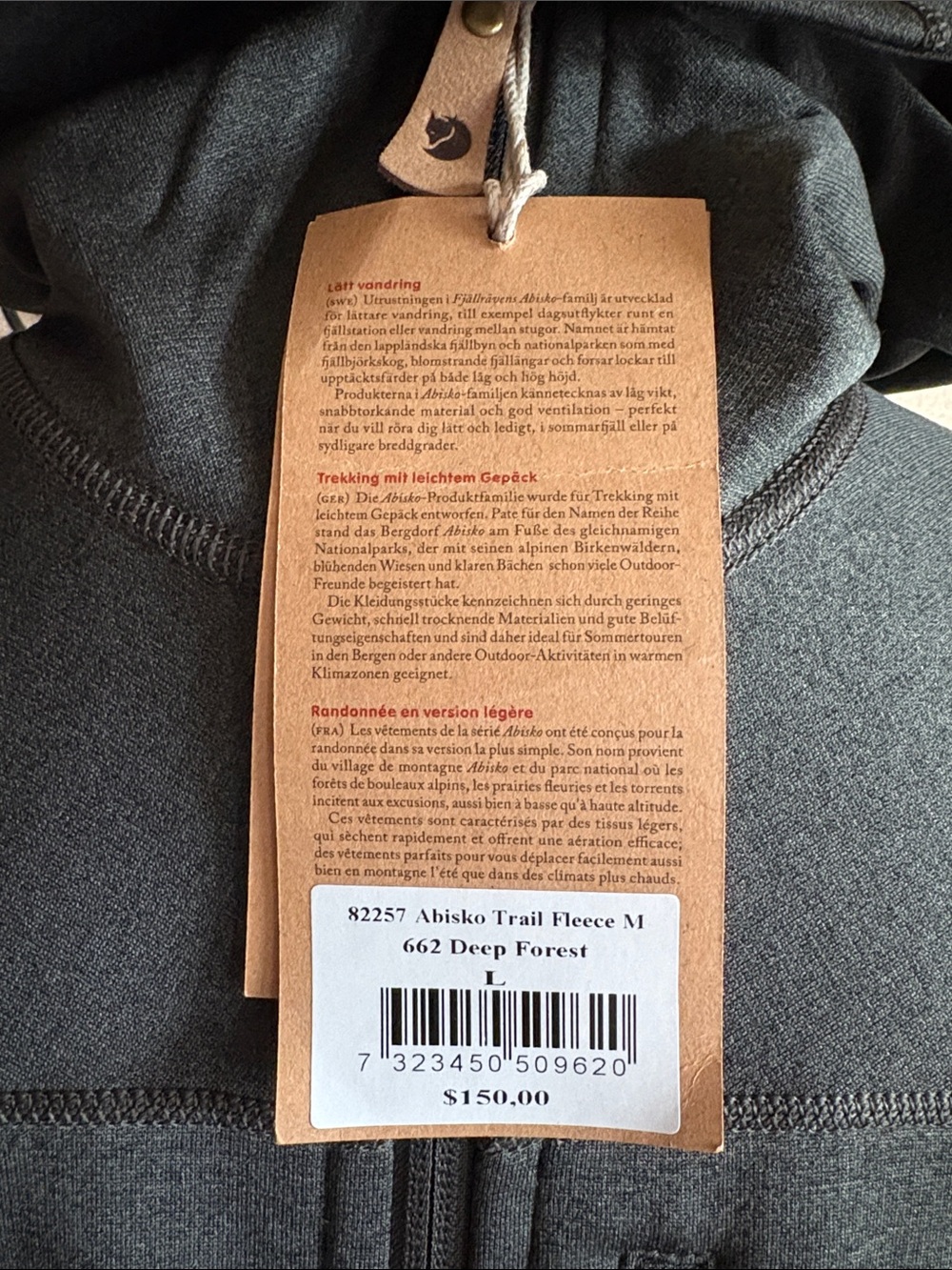 Fjallraven Abisco Trail Fleece Dark Green Hooded Lightweight Jacket Sz L - Picture 4 of 10